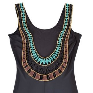 SYMPHONY Open Back Goddess Formal Black Maxi Dress With Gorgeous Crochet Detail